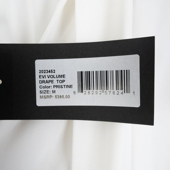 NEW HALSTON Evi Volume Drape Top in Prestine white size M - Picture 5 of 15